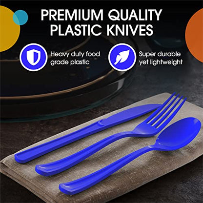 Party Solids Dark Blue Plastic Forks 200 Pcs Dark Blue Forks Disposable Utensils Heavy Duty Plastic Cutlery Set Disposable Cutlery Sets Flatware Sets Silverware Set Party Supplies & Party Tableware - color: Dark Blue