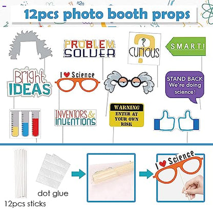 Science Pary Inflatable Photo Booth Selfie Frame & Props Set Giant Science Lab Party Selfie Photo Booth Picture Frame Photo Props Blow Up Photo Frame for Birthday Party Decorations
