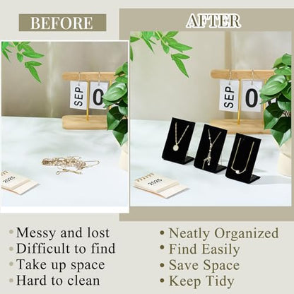 RattanView 12 Pieces Velvet Earring Display Stand Necklace Pendant Jewelry Stand Showcase Organizer Display Holder for Earring Pendant Accessory Rack(Black,Straight Style,Velvet) - color: Black, style: Straight Style