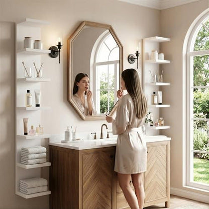 7 Tier Wall Shelf Unit & Lack Shelf, Versatile Floating Shelves for Wall, Bedroom Book Shelf, Vanity Display Shelves, Tall Decorative Shelving Unit, Long Shelves for Storage White - style: 7 tier wall shelf -White