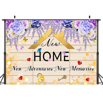 6x4 ft New Home Backdrop Large Rustic Wood Photo Booth Background for Celebration Housewarming Party Real Estate Photography Home-Related Social Media Content - size: 6x4 ft