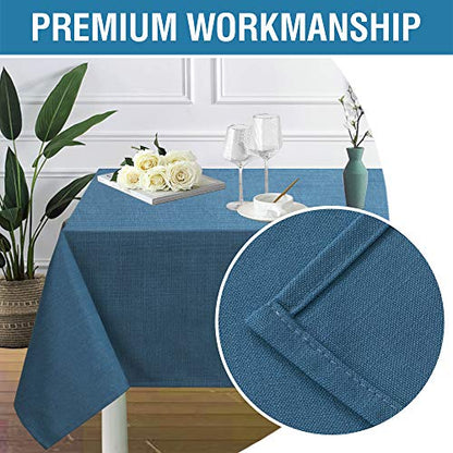 H.VERSAILTEX Linen Textured Table Cloths 54 x 54 Inch Premium Solid Tablecloth Spill-Proof Waterproof Table Cover for Dining Buffet Feature Extra Soft and Thick Fabric Wrinkle Free, Ink Blue - color: Ink Blue, size: 54" x 54" (Square)