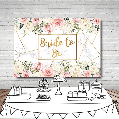 MEHOFOND Bride to Be Marble Backdrop Bridal Shower Miss to Mrs Wedding Party Supplies White Blush Pink Floral Photobooth Girls Bachelorette Engagement Photography Background Banner 7x5ft - size: 7x5ft