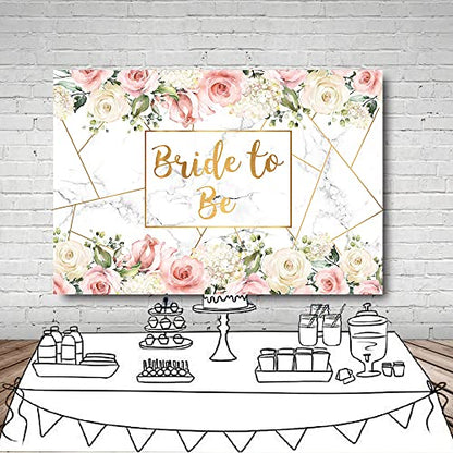 MEHOFOND Bride to Be Marble Backdrop Bridal Shower Miss to Mrs Wedding Party Supplies White Blush Pink Floral Photobooth Girls Bachelorette Engagement Photography Background Banner 7x5ft - size: 7x5ft