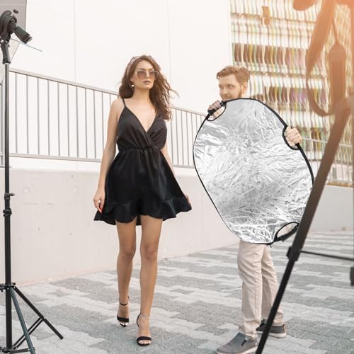 Fasmov 24"x36" Light Reflectors - 5-in-1 Collapsible Photography Reflector with Carrying Case for Photo Studio & Outdoor Use
