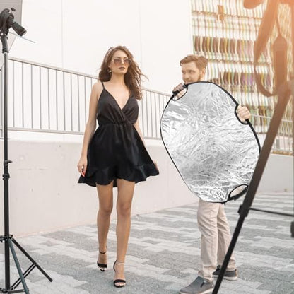 Fasmov 24"x36" Light Reflectors - 5-in-1 Collapsible Photography Reflector with Carrying Case for Photo Studio & Outdoor Use