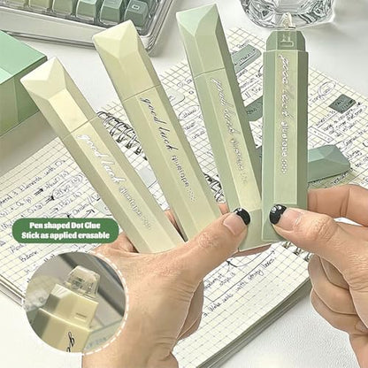 Glue Tape Roller, Double Sided Tape for Crafts Scrapbooking Supplies, Scrapbook Tape Runner Glue Gradient Green（4 Pack）