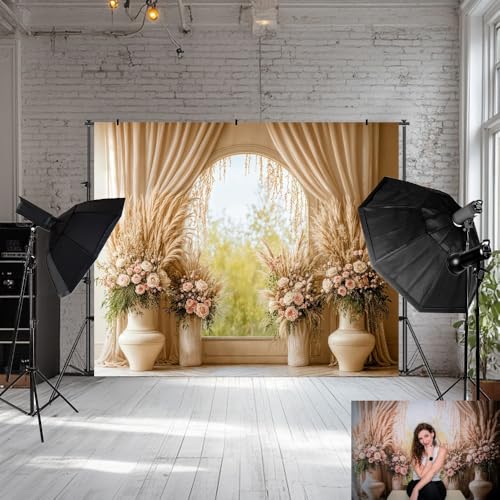 Kate Mother's Day Boho Floral Vase Arch Window Backdrop Photo Background Studio Props,7x5ft