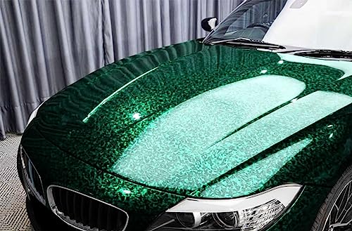 PET Marble Forged Carbon Fiber Textured Gloss Emerald Green Vinyl Wrap Auto Car Sticker Decal Film Sheet Bubble Free Air Release Technology with Tool Set 4FTx5FT - size: 4FT x 5FT