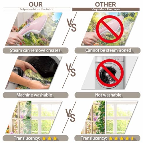 Fabric 7x5ft Spring Summer Garden Window Photography Backdrop Blooming Flowers Floral Nature Landscape Forest Background Kids Aldults Wedding Party Decorations Photo Props