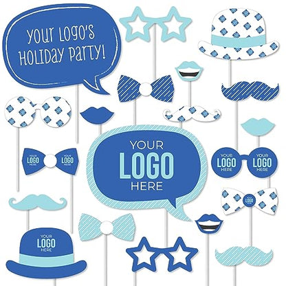 Big Dot of Happiness Custom Logo Photo Booth Props Kit - Personalized Branded Business Party Decorations - 20 Count