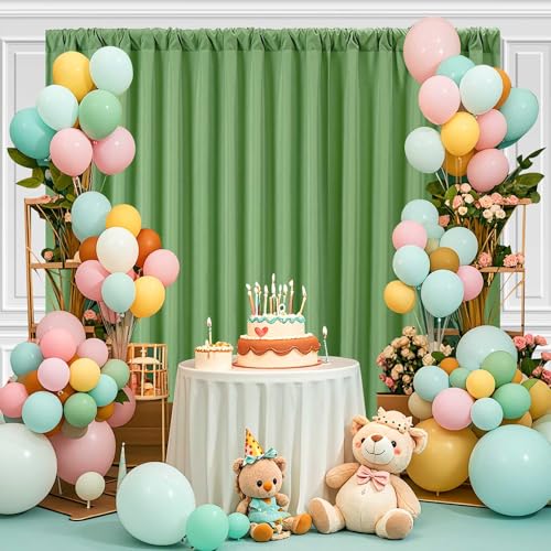 Sage Green Backdrop Curtains 10ft x 8ft Polyster Photo Drapes Fabric for Birthday Party Baby Shower Wedding - color: Sage Green, size: 5ft x 8ft 2 Panels