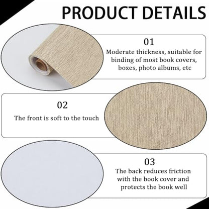 CRASPIRE 51 x 11.8 Inch Book Binding Cloth Book Cover Fabric Polyester Linen Woven Surface Paper Backed Burlywood Bookcover for Books Album Scrapbooking Archival DIY Covering Bookbinding Protector - color: Burly Wood