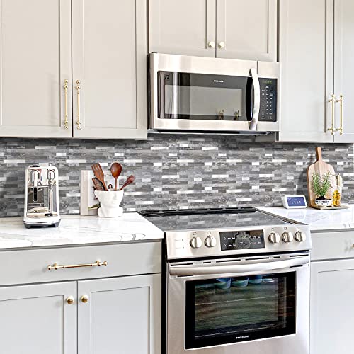 STICKGOO Peel and Stick Backsplash, PVC Wall Tiles Stick on Backsplash for Kitchen(1 Sheet, Distressed Wood with Metal Silver) - color: Distressed Wood with Metal Silver
