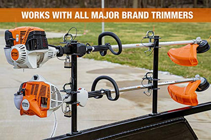 Buyers Products LT18 2-Position Lockable Weed Wacker/Trimmer Rack for Landscape Trailers - Adjustable, Black Powder-Coated Steel, Holds 2 Weed Eaters, Rust-Resistant Lawn Edger Rack, Made in USA - size: 2-position