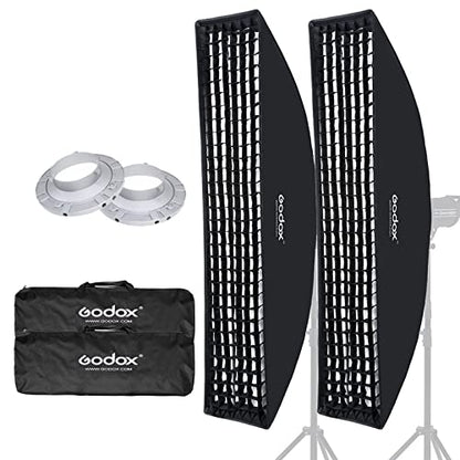 Godox Strip Box 14x63in / 35x160cm Softbox Honeycomb Grid Strip Soft Box Bowens Mount Compatible for Godox SL-60W SL60II SL100 SL300III LE300 LED Light (FW 35x160 2PCS) - color: FW 35x160(2PC)
