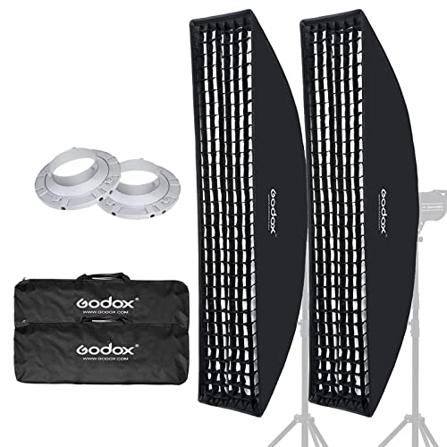 Godox Strip Box 14x63in / 35x160cm Softbox Honeycomb Grid Strip Soft Box Bowens Mount Compatible for Godox SL-60W SL60II SL100 SL300III LE300 LED Light (FW 35x160 2PCS) - color: FW 35x160(2PC)