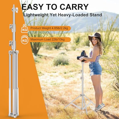 Anautin 9.2 FT Stainless Steel Light Stand Photography, 2 Pack Heavy Duty Photography Tripod Stand with 1/4” to 3/8” Screw Adapter for Strobe,LED Video Light,Ring Light, Monolight, Softbox