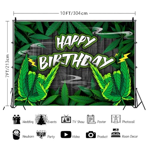 Green Leaves Birthday Backdrop Cool Green Plant Leaves Photography Background Natural Plants Grass Jungle Theme Decor Banner Portrait Photo Booth Studio Props 10x7ft FU053YL - size: 10x7ft
