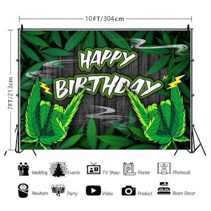 Green Leaves Birthday Backdrop Cool Green Plant Leaves Photography Background Natural Plants Grass Jungle Theme Decor Banner Portrait Photo Booth Studio Props 10x7ft FU053YL - size: 10x7ft