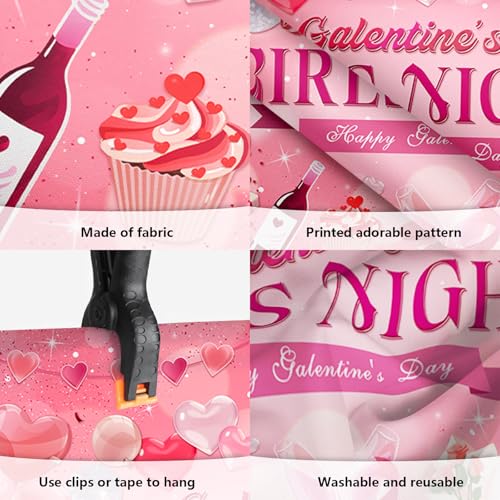 MEHOFOND 7x5ft Galentines Day Backdrop Galentine's Girls Night Decorations Banner Girls Theme Party Ladies Valentines Day Party Photography Background Happy Galentine's Day Photo Booth Props - color: Pink red