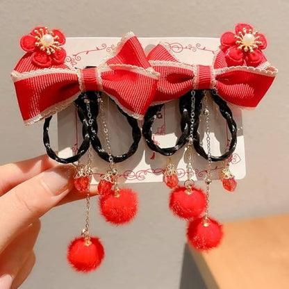 New Year Hair Clips Headdress Costume Photo Props Red Chinoiserie Hair Barrettes Chinese Hairpins for Party Spring Festival - color: style4, size: 1 Count (Pack of 1)