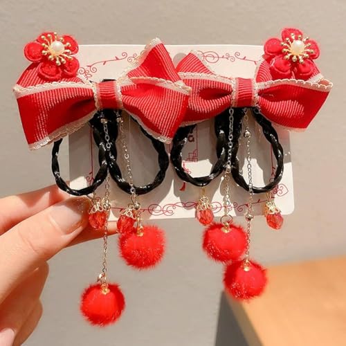 New Year Hair Clips Headdress Costume Photo Props Red Chinoiserie Hair Barrettes Chinese Hairpins for Party Spring Festival - color: style4, size: 1 Count (Pack of 1)