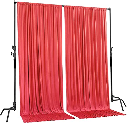 AK TRADING CO. 10 feet x 10 feet Coral IFR Polyester Backdrop Drapes Curtains Panels with Rod Pockets - Wedding Ceremony Party Home Window Decorations - color: Coral, size: 60"W x 120"L (Pack of 2)