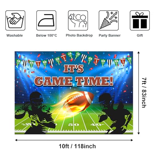 Avezano Football Theme Backdrop Football Birthday Party Decorations It's Game Time Sports Themed Baby Shower Party Backdrops for Photography (10x7ft, 118x82inch) - size: 10x7ft, 118x82inch