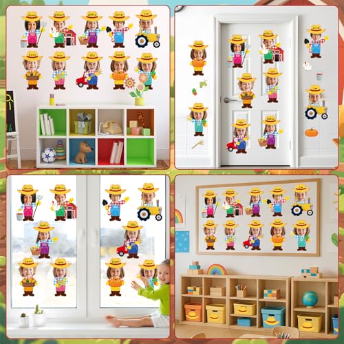 60pcs Farm Theme Cutouts Farmer with Straw Hat Bulletin Board Decorations Farmer Paper Cut-Outs Classroom Decor for Boy Girl Classroom DIY Craft Photo Kindergarten Preschool Wall Door Decor Supplies - style: Farm Theme Farmer