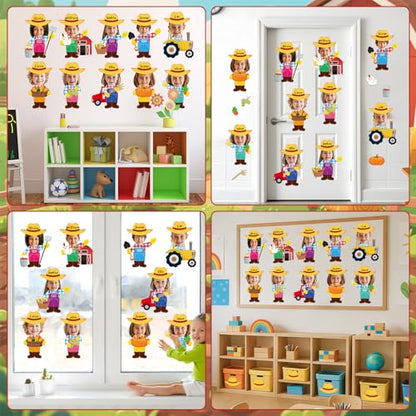 60pcs Farm Theme Cutouts Farmer with Straw Hat Bulletin Board Decorations Farmer Paper Cut-Outs Classroom Decor for Boy Girl Classroom DIY Craft Photo Kindergarten Preschool Wall Door Decor Supplies - style: Farm Theme Farmer