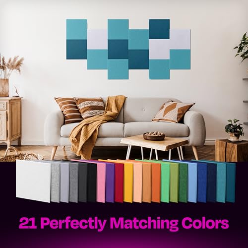 Acoustic Panels 12-Pack Soundproof Wall Panels 12"X12"X0.4" Sound Panels High Density Sound Dampening Panels - [Light Turquoise Square] - color: Light Turquoise, size: Square 12 Pack