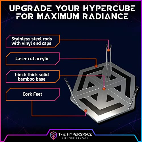 HyperStand for HyperCube Infinity Cube LED Light - 12.5-Inch Display Stand with Solid Bamboo Base, Stainless Steel Metal Rods & Laser-Etched Acrylic Hyper-Mirror - Fits Both HyperCube10 & HyperCube15