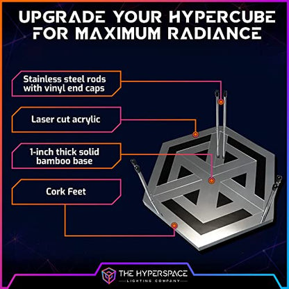 HyperStand for HyperCube Infinity Cube LED Light - 12.5-Inch Display Stand with Solid Bamboo Base, Stainless Steel Metal Rods & Laser-Etched Acrylic Hyper-Mirror - Fits Both HyperCube10 & HyperCube15