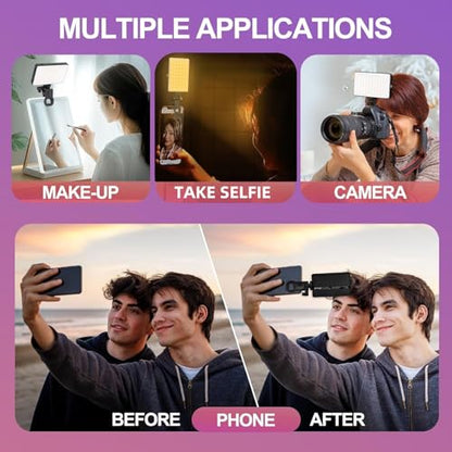120 LED Cell Phone Selfie Lights - 3 Light Modes, 10-Level Brightness, 5000mAh Rechargeable Battery, Clip-On Fill Light for iPhone, Android, Laptop, Vlogging, TikTok, Video Calls, Makeup