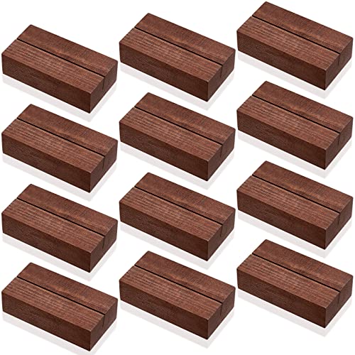 12 Pieces Wood Place Card Holders Wood Sign Table Number Stands Name Card Holder for Wedding Party Events Decoration(3 x 1.6 x 0.8 Inch,Walnut Color) - color: Walnut, size: Card 3 x 1.6 x 0.8 Inch