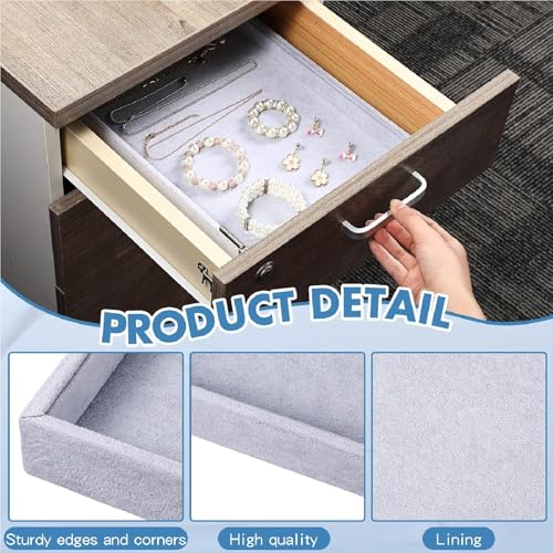 Quelay Velvet Stackable Jewelry Tray Showcase Display, Jewelry Organizer Tray Bracelet Ring Earring Necklace Organizer Empty Plate for Drawers Countertop (Grey,6 Pcs) - color: Grey