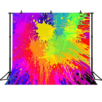 Colorful Paint Splash Backdrop Abstract Graffiti Style Photography Background Hip Hop 80's 90's Theme Vinyl 8x8ft Banner Photo Studio Props BJLSPH1944 - size: 8x8ft