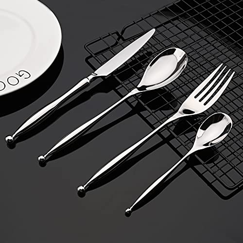 JASHII Silverware, Luxury Royal 16 Pieces 18/10 Stainless Steel Steak Knife and Spoon Fork Flatware Utensils Set Service for 4, Simple Look, Modern Design, Dishwasher Safe
