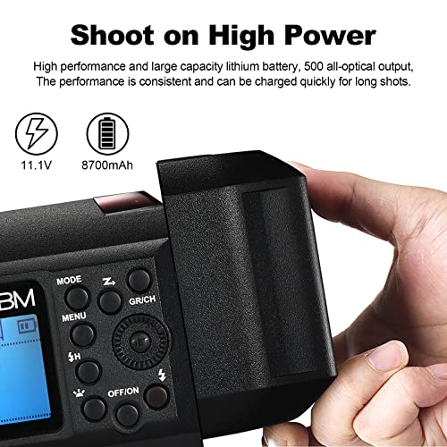 Godox AD600BM Bowens Mount 600Ws GN87 High Speed Sync Outdoor Flash Strobe Light with 2.4G Wireless X System, 8700mAh Battery to Provide 500 Full Power
