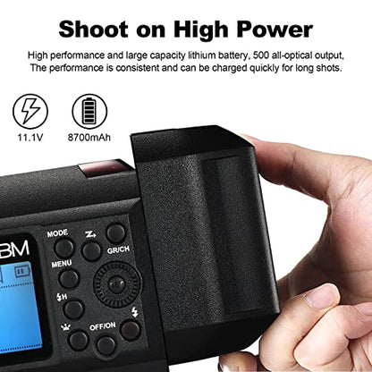 Godox AD600BM Bowens Mount 600Ws GN87 High Speed Sync Outdoor Flash Strobe Light with 2.4G Wireless X System, 8700mAh Battery to Provide 500 Full Power