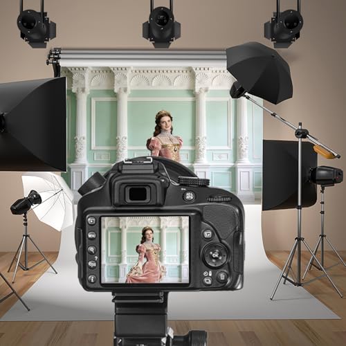 Elegant Mint Green Wall 7x5ft Retro Columns Palace Wall Aqua Living Room Interior Backdrops for Photography European Castle Wedding Birthday Prom Decor Girls Bride Photoshoot Studio Props - color: mint green, size: 7x5ft