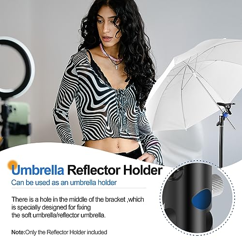 EMART Photography Reflector Holder, Photo Video Studio 5/8" Heavy Duty Metal Clamp Attachment, Light Stand Clip Mount with Umbrella Hole for Backdrop, Diffuser, Lighting - size: 1 Pack