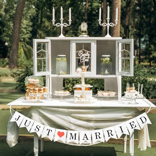 Just Married Banner Wedding Decorations, Marry Me, I Love You, LOVE Banners (4 Sets, 5.7x4.7 inches, White Paper) - color: White Paper (4 banner sets)