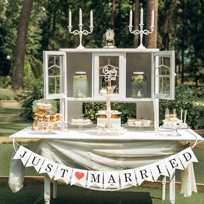 Just Married Banner Wedding Decorations, Marry Me, I Love You, LOVE Banners (4 Sets, 5.7x4.7 inches, White Paper) - color: White Paper (4 banner sets)