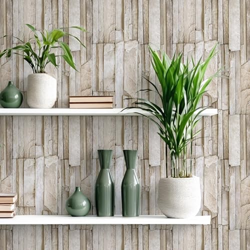 Main Street Peel and Stick Wallpaper Eco-Friendly Sheets 12 Pack, 11 X 16 Inch Stacked Stone Design, Wall Mural for Home Decor, Removable Wall Decor Wallpaper Peel and Stick for DIY Projects - style: Stacked Stone Design