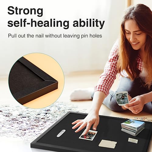 OWLKELA 17'' x 23'' Cork Board with Felt, Vision Board and Decorative Hanging Pin Board, Black Framed Display Bulletin Board for Walls, Ideal for Office, School and Home - size: 23" x 17"