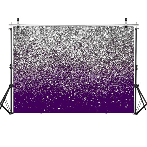 10x8ft Purple Bokeh Backdrop Birthday Silver Spots Bokeh Wedding Prom Graduation Photography Background X-223 - color: Purple, size: 10X8ft