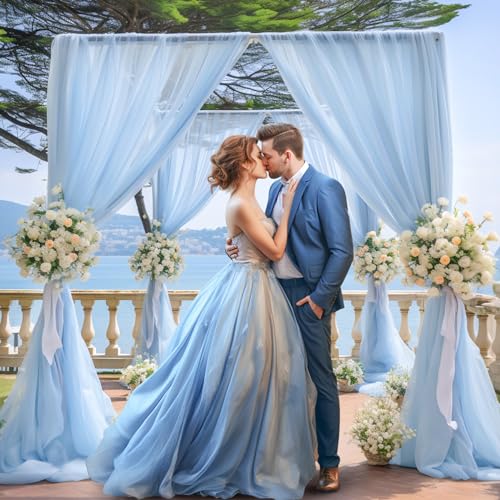 10x10 Blue Tulle Backdrop Curtains for Parties, Sheer Backdrop Curtain Wedding Photo Background Drapes for Baby Shower Photography Birthday Party - color: Baby Blue, size: 10x10ft