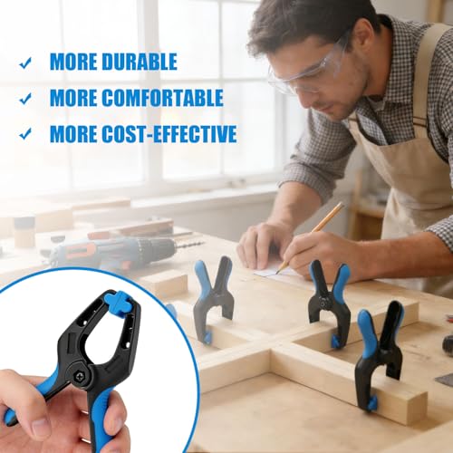 12 Pack 4inch Heavy Duty Spring Clips, Plastic Spring Clamps for Woodworking, Backdrop Stand, Pool Cover, Photography, Crafts